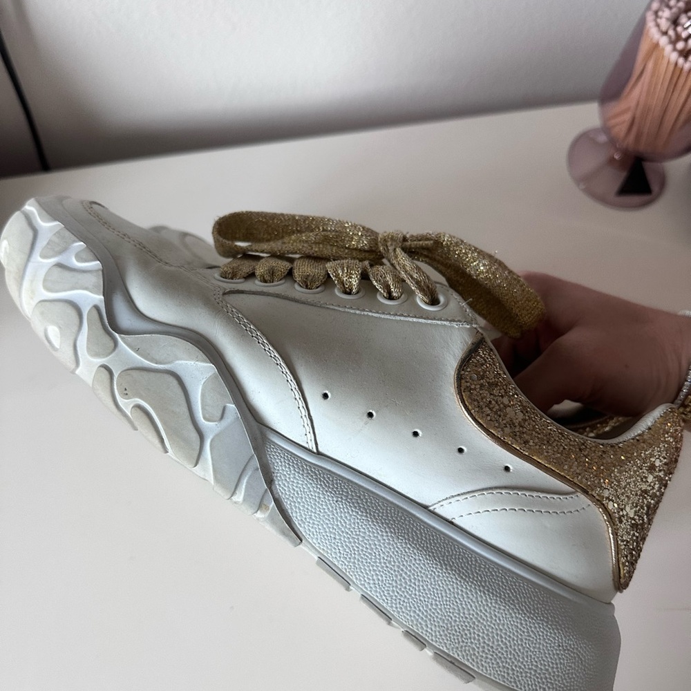 ALEXANDER MCQUEEN Gold and White Women's Sneakers